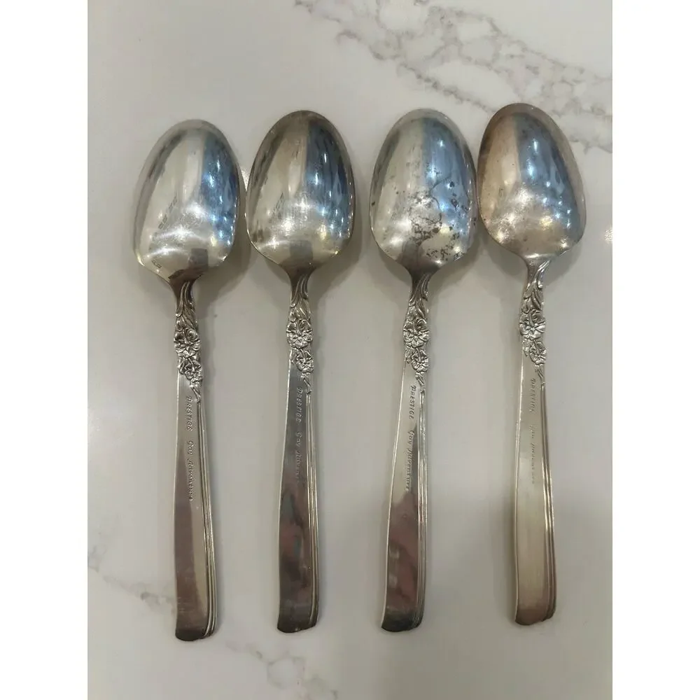 Vtg Oneida Prestige Gay Adventure 1955 Silver‎ Plated MCM Set Of 4 Teaspoons